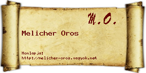 Melicher Oros névjegykártya
